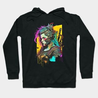 Neon Cyberpunk Viking - V1.17 Hoodie